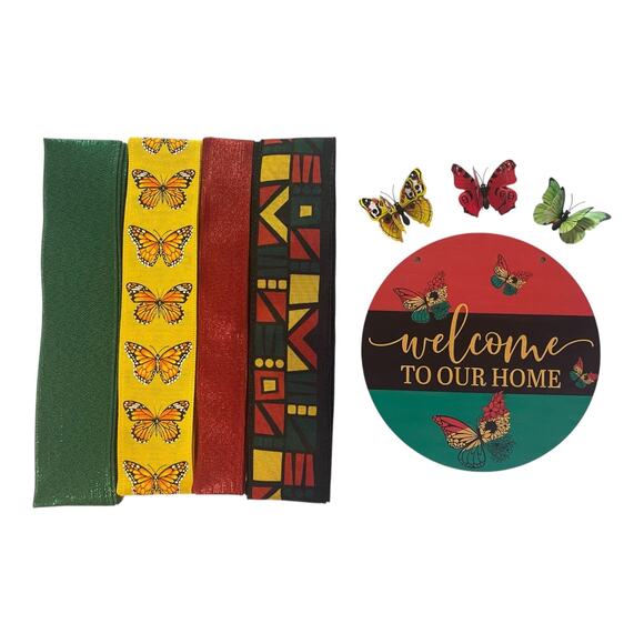 Juneteenth DIY Wreath Making Kit, Black History Butterfly Sign Ribbon Bundle Set - Picture 1 of 5